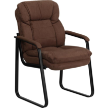 Brown Microfiber Executive Side Reception Chair with Lumbar Support - £196.34 GBP