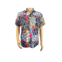 Men's Sports Shirt by MIZUMI Medallion Floral Printed Short Sleeves M647 Blue image 10