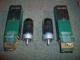 Lot of 2 Vintage Sylvania 14C5 Tubes Smoked Glass Made in USA Tested Good - $24.74
