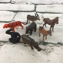 Assorted Wildlife Miniature Animal Figures Lot Of 7 Horse Monkey Hippo T... - £7.77 GBP
