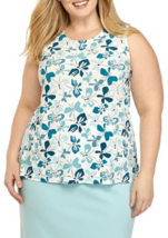 Nwt Nine West Blue Floral Career Top Blouse Size 1 X 2 X Women $59 - $34.49