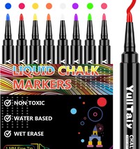 Chalk Markers - Fine Tip Wet Erase Markers, 8 Color Set for Chalkboard, ... - £11.02 GBP