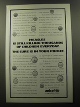 1992 UNICEF United Nations Children&#39;s Fund Ad - Measles is still killing  - £11.88 GBP