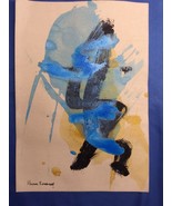 Original Abstract Minimal Textured Painting On Paper By Hilton Edwards - $98.98