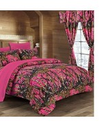 PINK CAMO SHEET SET QUEEN SIZE WOODS CAMO BEDDING 6 SET CAMOUFLAGE -NO C... - $39.59