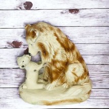 Collie Dog with Puppy Chalkware Statue Nursery Decor Carnival Prize Figurine - £19.33 GBP