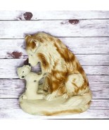 Collie Dog with Puppy Chalkware Statue Nursery Decor Carnival Prize Figu... - $460.56 MXN