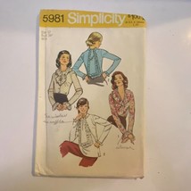 Simplicity 5981 Sewing Pattern 1973 Size Miss 12 Bust 34 Vintage Blouse - £7.88 GBP
