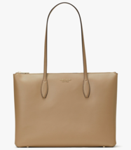 Kate Spade All Day Large Zip Top Tote Beige Leather Laptop Bag PXR00387 NWT Y - £109.99 GBP