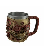 Ebros Metallic Copper Steampunk Skull Mug W/Stainless Steel Liner - £19.91 GBP