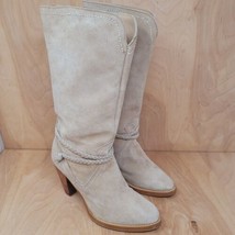 Chandra Womens Boots Size 5.5 Beige Faux Suede Mid Calf Heeled Casual Dress - $33.87