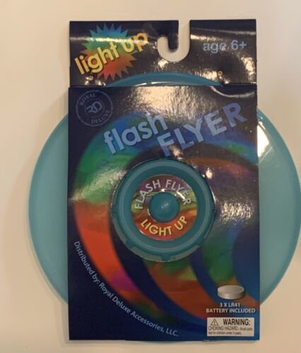 NEW Royal Deluxe Flash Flyer Light-Up Frisbee W Battery Outdoor Age 6+ Blue - $9.88