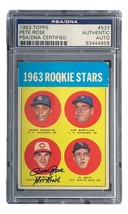 Pete Rose Signed 1963 Topps #537 Reds Rookie Card Hit King Inscribed PSA/DNA - £1,545.15 GBP