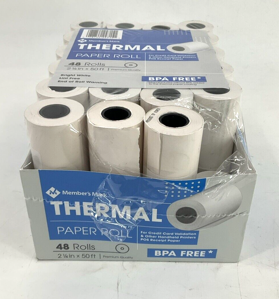 Member&#39;s Mark Thermal Receipt Paper Rolls, 2 1/4&quot; X 50&#39; (47 Rolls) - $19.75