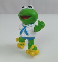 Vintage Jim Henson Muppet Babies Kermit The Frog Rollerskating 3&quot; Figure - $14.54
