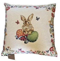 Caldeira Embroidered Bunny Tapestry Throw Pillow Cushion Easter Eggs Down Fill - £69.61 GBP