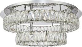 Flush-Mount Ceiling Light MONROE Transitional 1-Light Chrome Clear Crystal Wire - £984.87 GBP