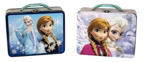 Primary image for Disney's Frozen Embossed Large Carry All Tin Tote Lunchboxes Set of 2 NEW UNUSED