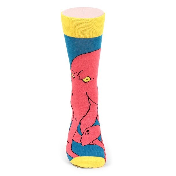 Men's Kraken Crew Socks Giant Squid Blue Pink Gift for Him Dress Sock New Item image 2