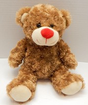 Kellytoy Golden Brown Teddy Bear Plush Stuffed Red Nose Mouth 10&quot; Tall Seated - £12.56 GBP