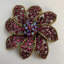 Vintage Signed Weiss Large Brooch With Colorful Crystals - £39.52 GBP