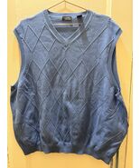 IZOD Golf Men’s XXL Blue Argyle Sweater Vest 100% Cotton Classic Knit Pu... - $454.07 MXN
