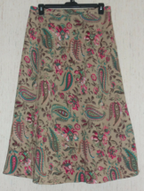 New Womens East 5th Beige W/ Paisley Floral Lined Linen Blend Skirt Size 14W - £20.08 GBP