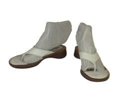 Born Sandals Slide Womens Size 6 36.5 Thong Ivory Leather Comfort - $13.86