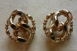 Jewelry Earrings Costume CLIP-ON Goldtone Retro Vintage 1940&#39;s? - £4.74 GBP