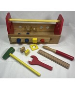 Vintage Wood Tool Box Toy Pounding Hammer Screwdriver Wrench Playschool - $13.48 CAD