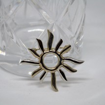 Vintage Sun Brooch Sunburst Abstract Pin Silver Tone Wavy Rays Solar - £15.11 GBP