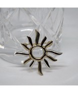 Vintage Sun Brooch Sunburst Abstract Pin Silver Tone Wavy Rays Solar - £15.02 GBP