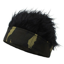 Saisifen Men Camouflage Headband Beanie Hat with Wigs Black Hair - £12.02 GBP