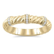 0.09CT Round Natural Diamond Wedding Band Ring 14K Yellow Gold Plated Silver - $152.39