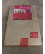 Christmas Rectangle Tablecloth 60 x 84 Ribbons Poinsettia Antique Gold D... - $9.49