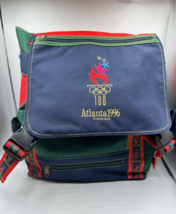 Vtg Atlanta Olympics 1996 Canvas Backpack Large Color Block 90s - £45.72 GBP