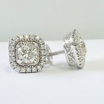 Classic 1.46 Carat Round Cut Diamond Stud Handmade Earrings 14k White Gold - $3,652.50