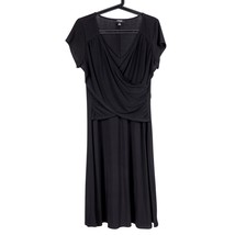 Elementz Draped Twirl Dress PL Womens Black Short Sleeve VNeck Stretch - £15.49 GBP