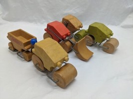 Lot Of (5) Vintage Tom Toys Wooden Cars 4 1/2&quot; - 7&quot;  - £63.30 GBP