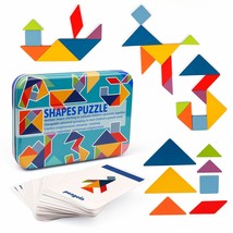 Wooden Tangram Pattern S Set, 60 Design Cards With 120 Pattern Jigsaw  - £20.39 GBP