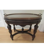 antique tea table REMOVABLE GLASS TOP TRAY early 1900&#39;s WOOD INLAY WILL ... - £661.45 GBP