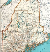 Maine North America Map 1935 Atlas United States 14 x 11&quot; New England LGAD99 - £39.90 GBP