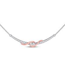 14kt Two-tone Gold Womens Round Diamond Curved Bar 2-stone Necklace 1/2 Cttw - £762.02 GBP