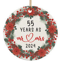 55 Years As Mr &amp; Mrs 2024 Ornament 55th Anniversary Wreath Christmas Gifts Decor - £12.46 GBP