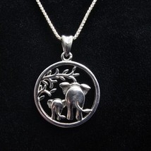 Sterling Silver 925 Elephant Pendant 15&quot; Necklace 5.46g - $354.33 MXN