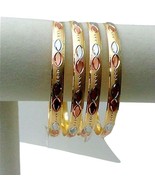 Large size 2.16 Elegant Indian Bollywood Jewelry Tri Gold Plated Bangles... - £15.14 GBP