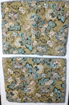 Pottery Barn Pillow Covers Shams Quilted Moss Green Blue 20 x 24 Set of 2 - £18.30 GBP