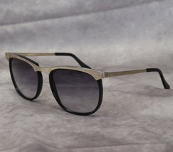 Sunglasses Silver Frame Vintage Graduated Black to Gray Lens - $17.63