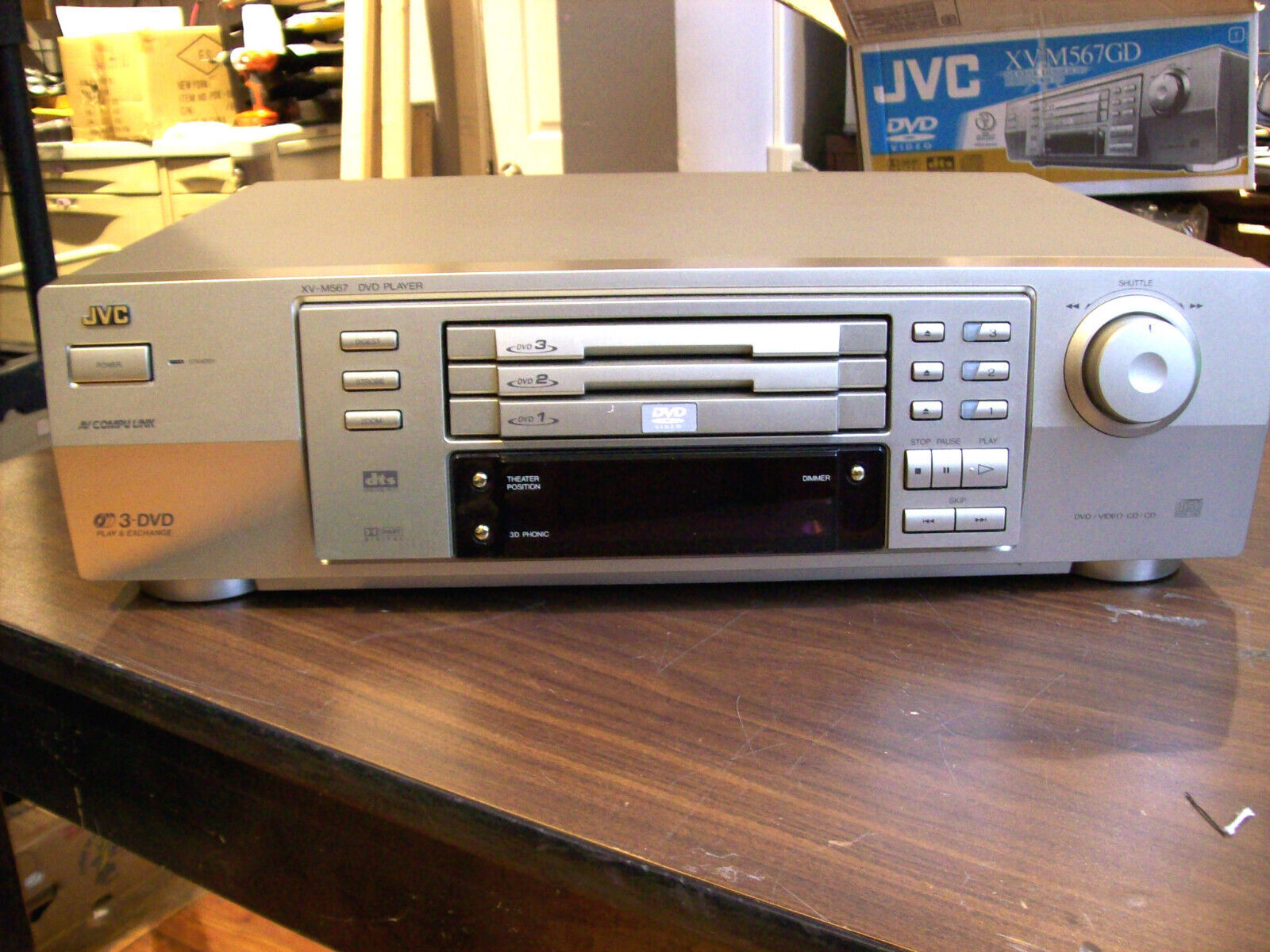 JVC XV-M567 DVD/CD Player 3-Disc Tray Storage in Box - Serviced - $79.90