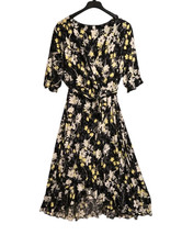 C EST 1946 Womens 28W Floral Print Faux Wrap Midi Dress Ruffle Hem Jerse... - $16.58